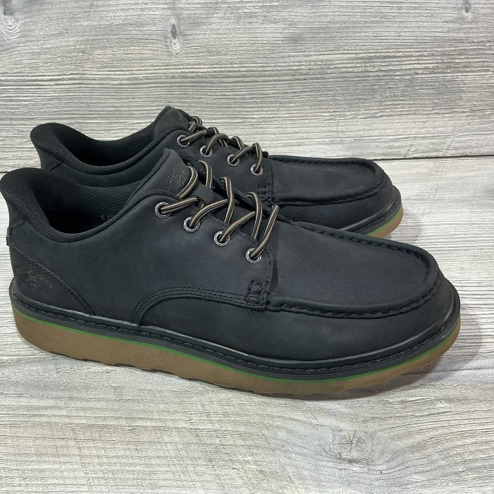 Skechers John Deere Brockman Shoes Mens 9.5 Black Leather Slip-ins 256092